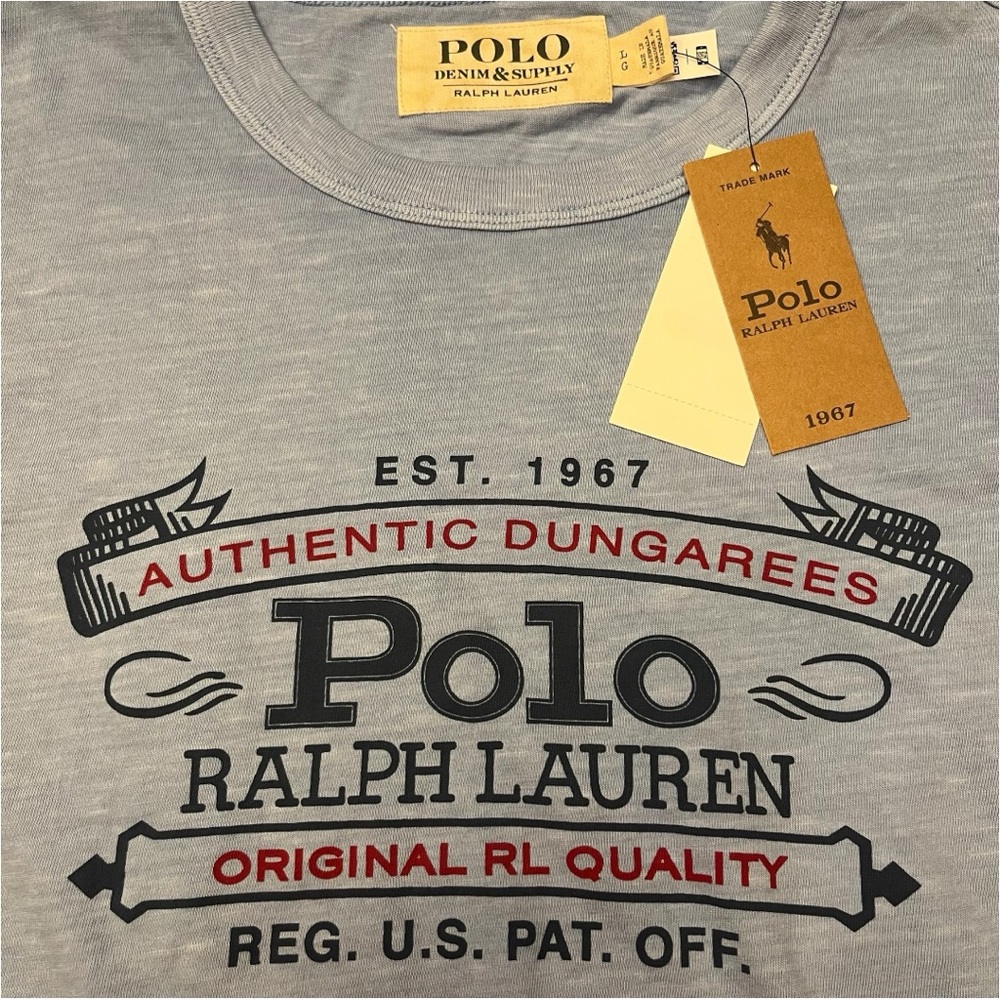 Polo by Ralph Lauren Denim & Supply EST. 1967 Authentic Dungarees T-Shirt LG Tee